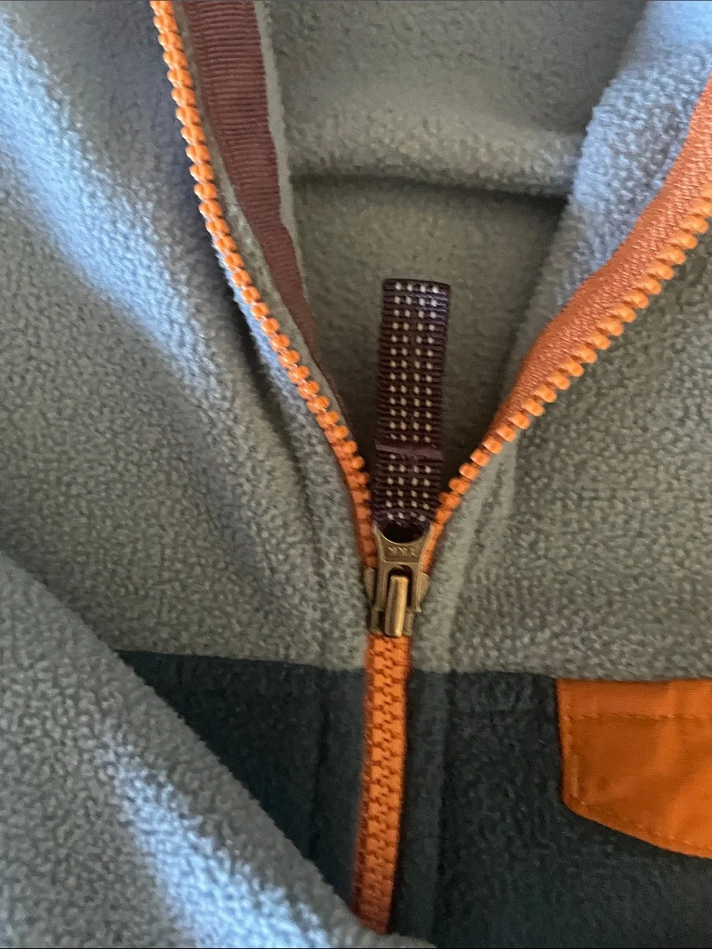 Patagonia Kids Two-Tone Teal & Light Blue Fleece Hoodie with Orange Accent